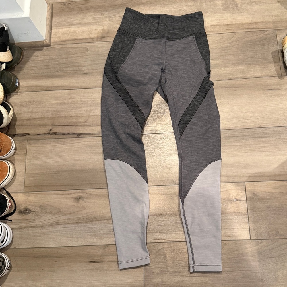 Gray and Black Lululemon Athletic Leggings. Size 6